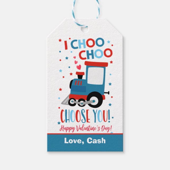 Valentine I Choo Choo Wählen Sie Ihre Schule Geschenkanhänger (Vorderseite)