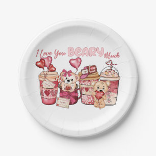 Valentine I Liebe Sie beary viel Pappteller