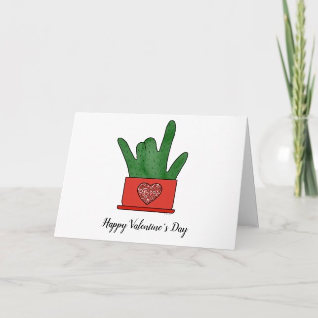 Valentine I Liebe You Cactus Card Karte (Vorderseite)