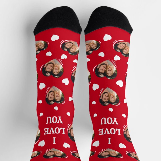 Valentine I Liebe You Foto Socken (Oben)