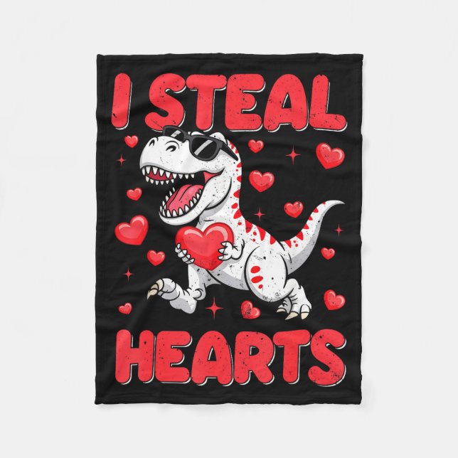 Valentine I Steal Hearts Trex Dino Toddler Kids Ba Fleecedecke (Vorderseite)