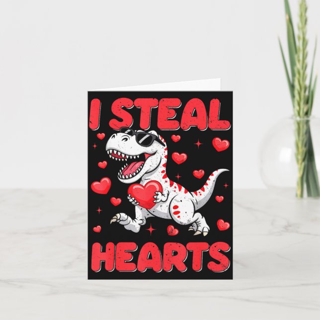 Valentine I Steal Hearts Trex Dino Toddler Kids Ba Karte (Vorderseite)