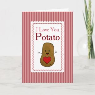 Valentine Ich liebe dich Kartoffel, rosa Streifen Feiertagskarte
