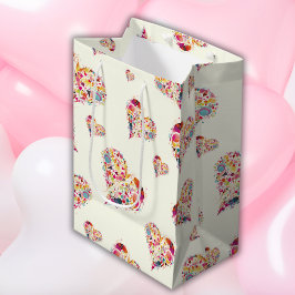 Valentine Ivory Retro Hörmuster Mittlere Geschenktüte