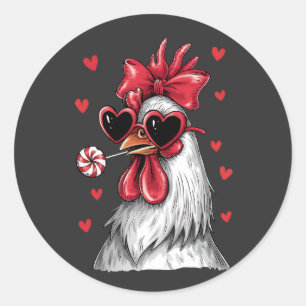 Valentine Joy mit Rooster Sweet Lollipop Runder Aufkleber