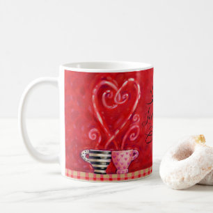 Valentine-Kaffeetasse-Herzen zitieren mit Kaffeetasse