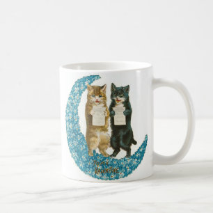 Valentine Katzen auf einem blauen Blume Mond Kaffeetasse