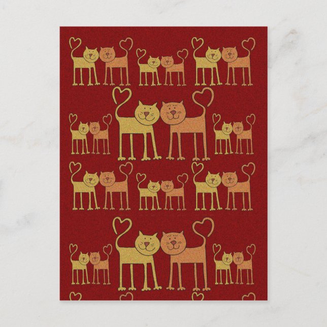 Valentine Katzen in Liebe Gramm Textur Postkarte (Vorderseite)