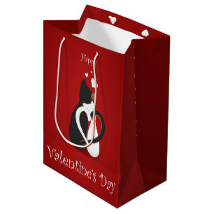 Valentine Katzen mit entwöhnten Herz-Schwänzen Mittlere Geschenktüte
