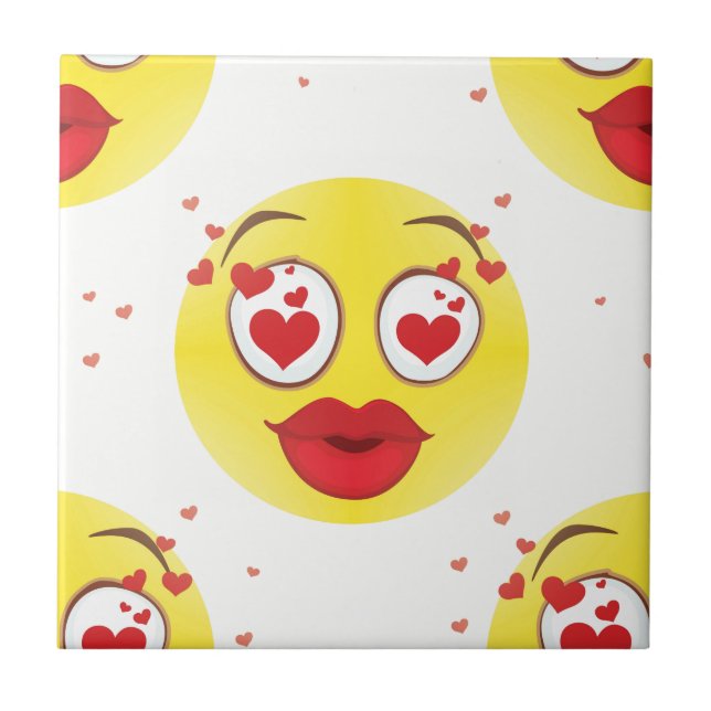 Valentine kiss Emoji Fliese (Vorderseite)