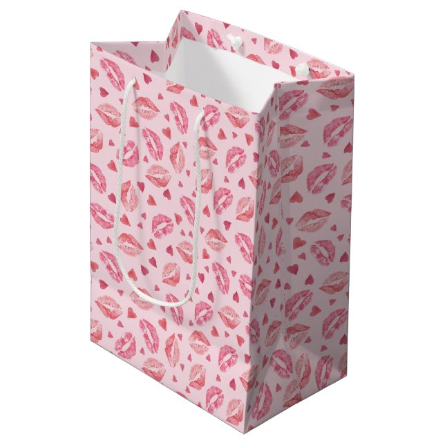 Valentine Kisses Mittlere Geschenktüte (Vorderseite Schrägansicht)