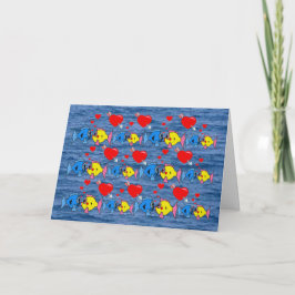 Valentine Kissing Fish in Liebe Muster Card Feiertagskarte