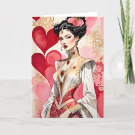 Valentine Lady in elegantem Weiß und Rot Gown Ankündigung