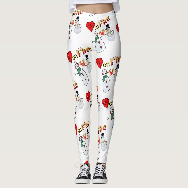 Valentine Leggings Long Snowman Fire (Vorderseite)