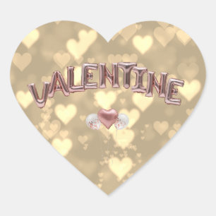 Valentine Letter Balloons Bokeh Hearts Herz-Aufkleber