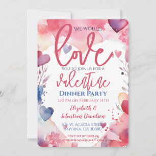 Valentine Liebe Abendessen Party Einladung