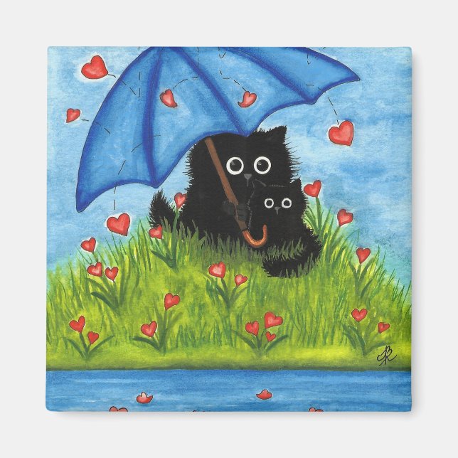 Valentine Liebe Black Cat von Bihrle Magnet (Vorne)