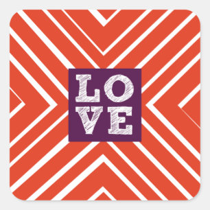 Valentine LIEBE Bullseye Quadratischer Aufkleber