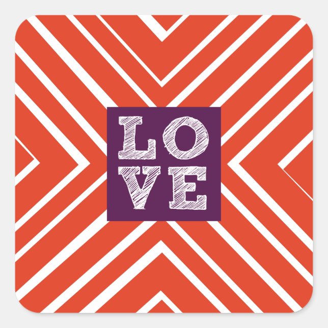 Valentine LIEBE Bullseye Quadratischer Aufkleber (Vorderseite)