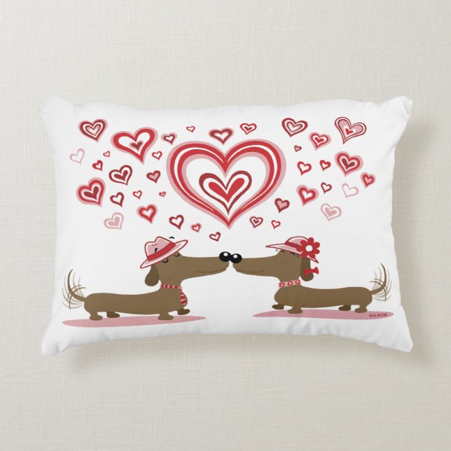 Valentine-Liebe-Dackel-Kissen Zierkissen (Vorderseite)