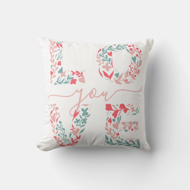 Valentine Liebe Elegante Rose Flora Niedlich Typog Kissen (Vorderseite)