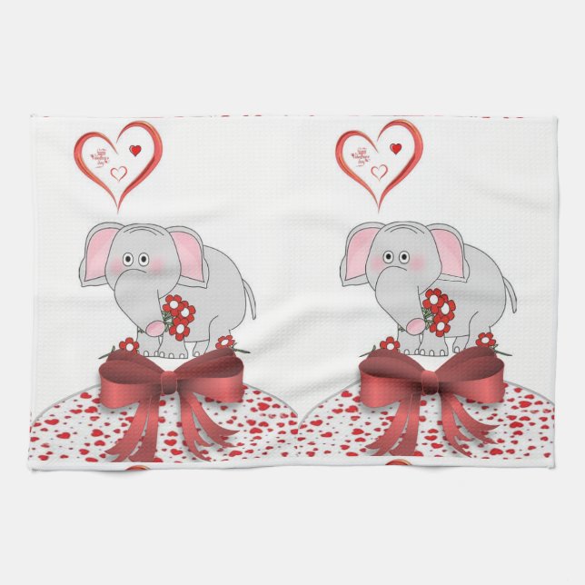 Valentine Liebe Handtuch Handtuch Elephant (Horizontal)