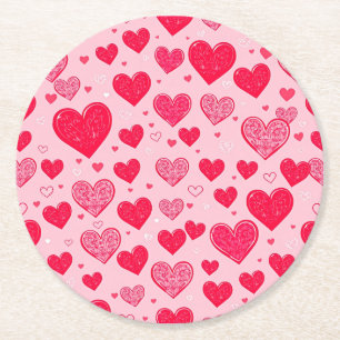 Valentine Liebe-Valentine-Herzen Runder Pappuntersetzer