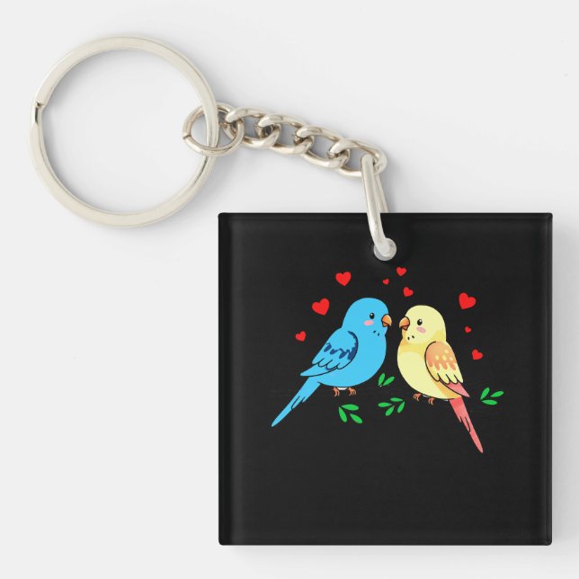 Valentine liebt Vögel in Shirt-Design Schlüsselanhänger (Vorderseite)