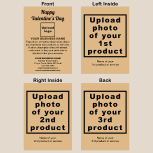 Valentine Light Brown Faltday Card Feiertagskarte