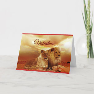 Valentine Lion Couple Feiertagskarte