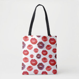 Valentine Lipstick, Aquarellfarbe Nahtlose Drucke. Tasche