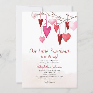 Valentine Little Sweetheart Pink Girl Baby Dusche Einladung