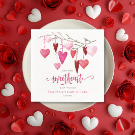 Valentine Little Sweetheart Pink Heart Baby Dusche Serviette