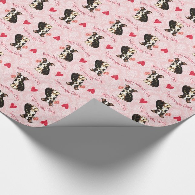 Valentine Long Coat Chihuahua Geschenkpapier (Ecke)