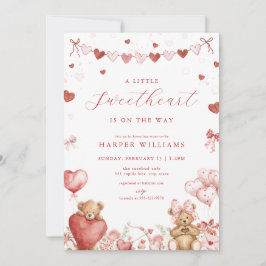 Valentine Love Bear Little Sweetheart Baby Shower  Einladung