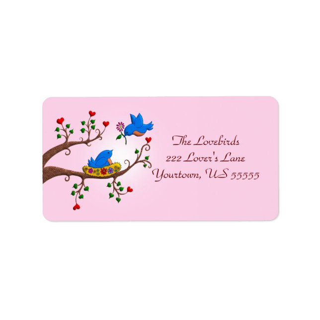 Valentine Love Birds Adressaufkleber (Vorne)