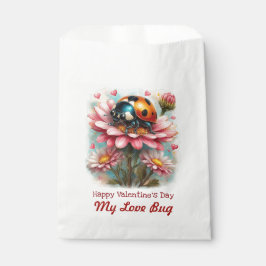 Valentine Love Bug auf blühender Rose Geschenktütchen