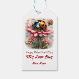 Valentine Love Bug auf Blütenrose Geschenkanhänger