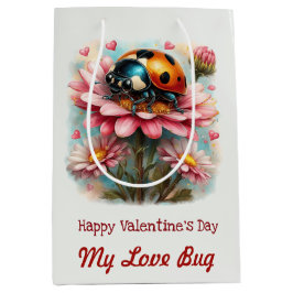 Valentine Love Bug auf Blütenrose Mittlere Geschenktüte