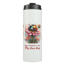 Valentine Love Bug auf Blütenrose Thermosbecher