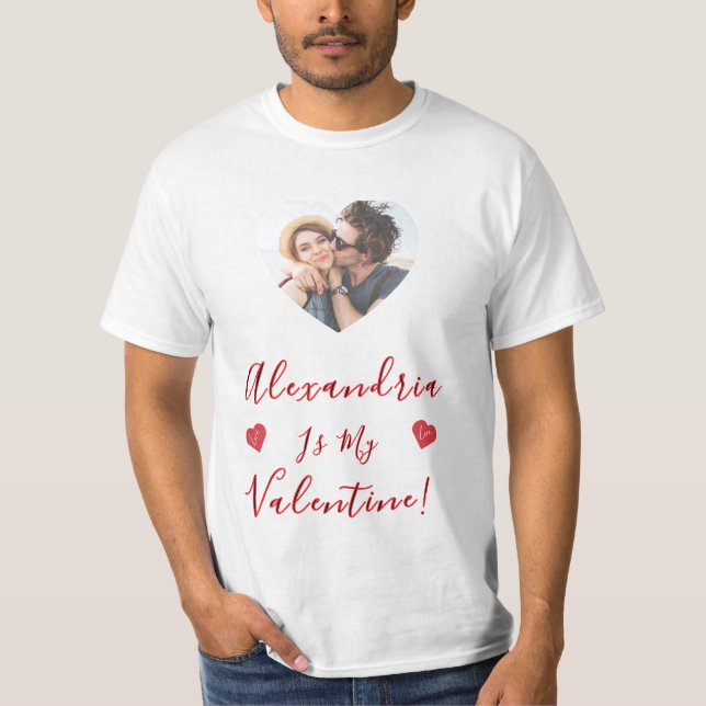 Valentine  Love Custom Photo & Name T-Shirt (Vorderseite)