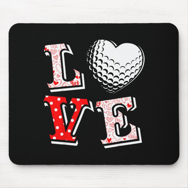 Valentine Love Golf Heart Valentine Day Women Men  Mousepad (Vorne)
