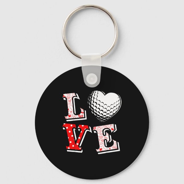 Valentine Love Golf Heart Valentine Day Women Men  Schlüsselanhänger (Vorderseite)