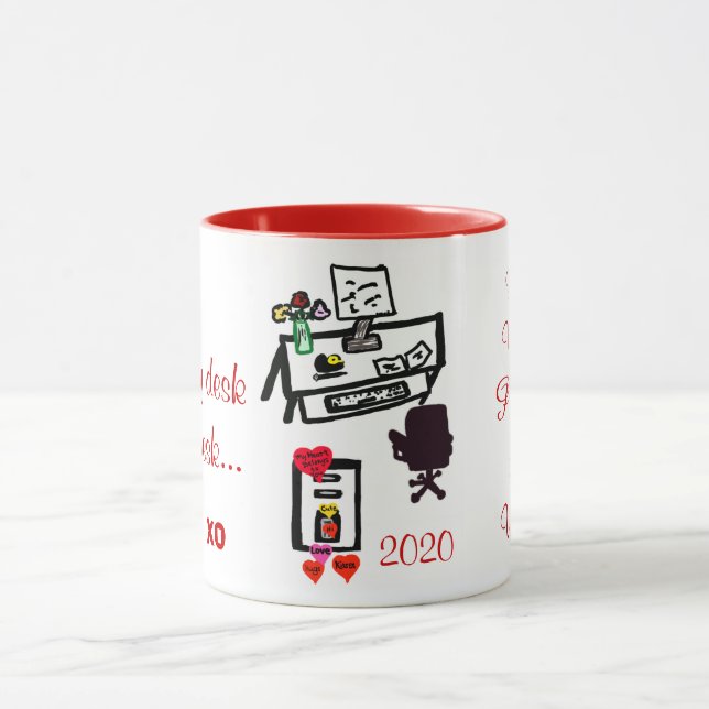 Valentine Love Hearts Bureau Nom du bureau Mugs (Centre)
