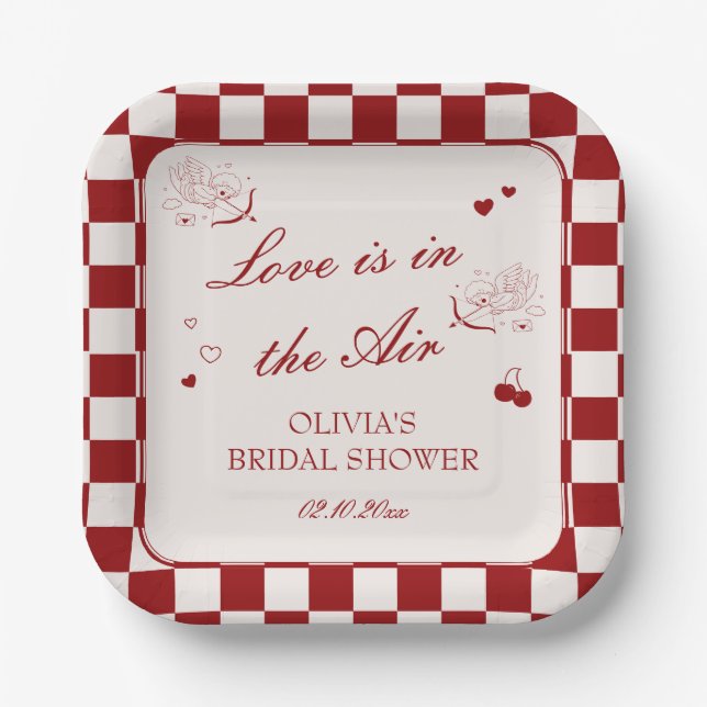 Valentine Love is in the Air Bridal Shower Pappteller (Vorderseite)