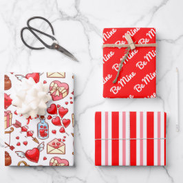 Valentine Love Wrapping Papier ensemble de 3