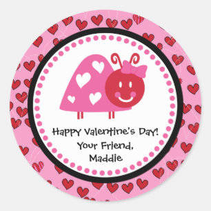Valentine-Marienkäfer-Gastgeschenk Runder Aufkleber