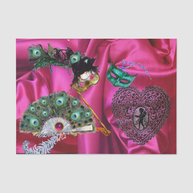 VALENTINE MASQUERADE MASKS, LACE HERART, PEACOCK F SEIDENPAPIER (Vorderseite)