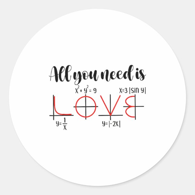 Valentine Math Humor For Teachers Students  Runder Aufkleber (Vorderseite)