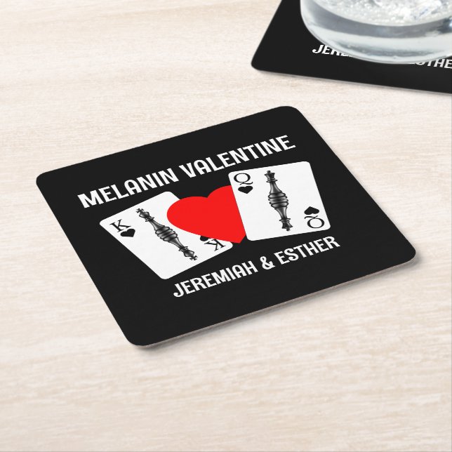 Valentine MELANIN QUEEN KING PLAYCARDS Paare Rechteckiger Pappuntersetzer (angewinkelt)
